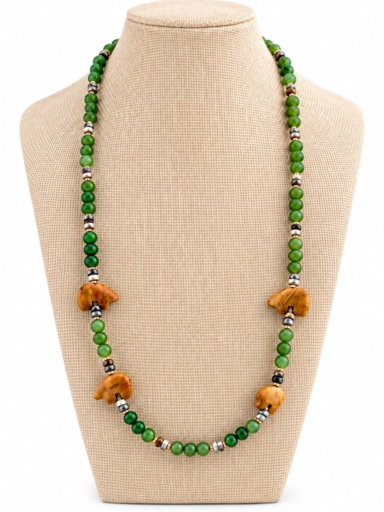 Jewelry - Southwestern Fetish-Style Necklace — 22” Nephrite Jade & Picture Jasper